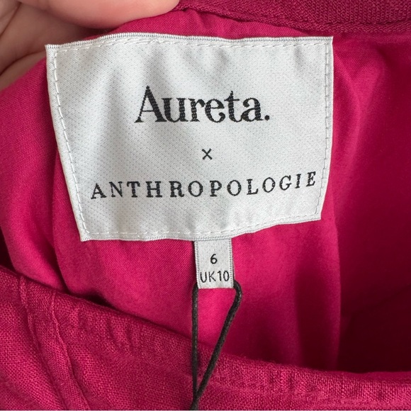 AURETA STUDIO Anthropologie Corset Bubble Dress with Pockets in Raspberry Size 6 - Picture 9 of 11